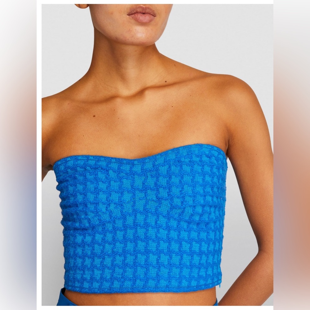 SANDRO Check Bandeau Crop Top sz S